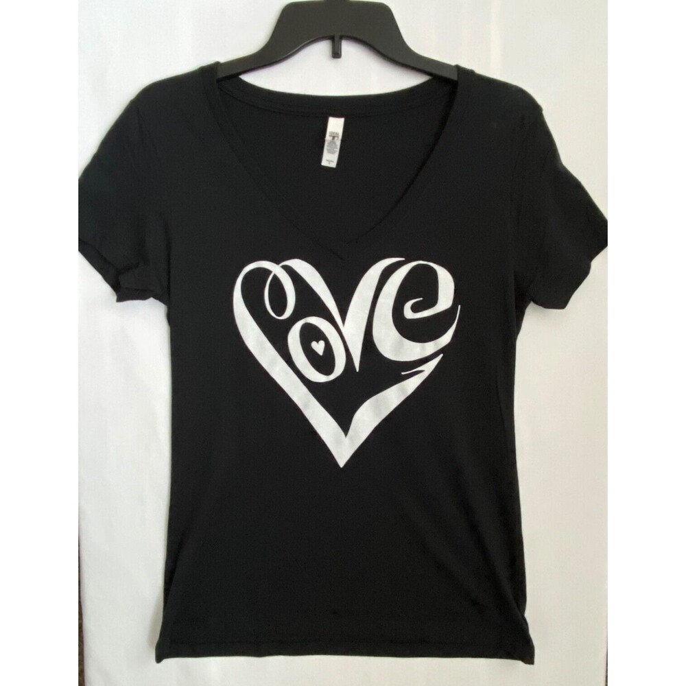IdealT Women's Large Black Graphic T Shirt Fitted Short Sleeve Casual Tee